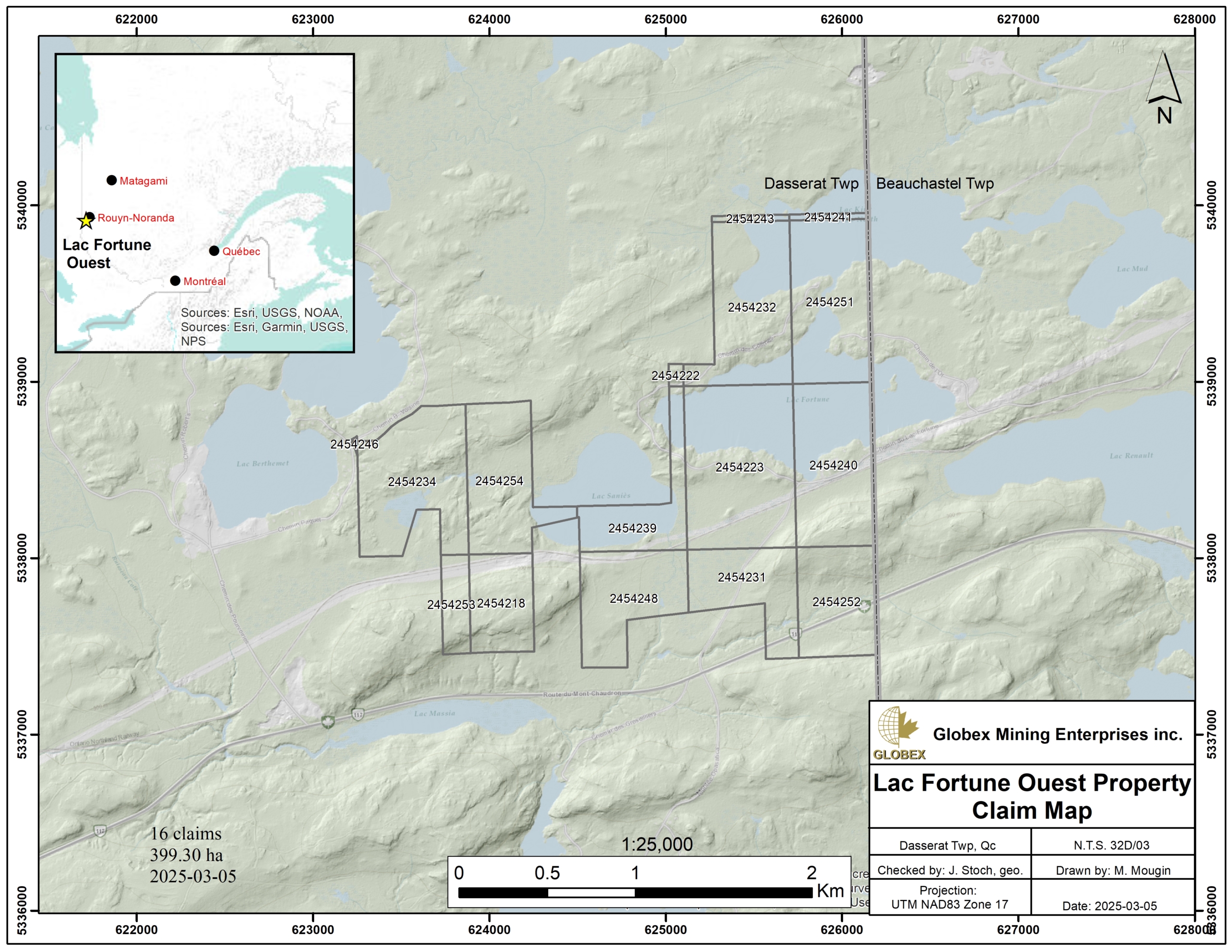Lac Fortune Ouest Claim Map_2025-03-05
