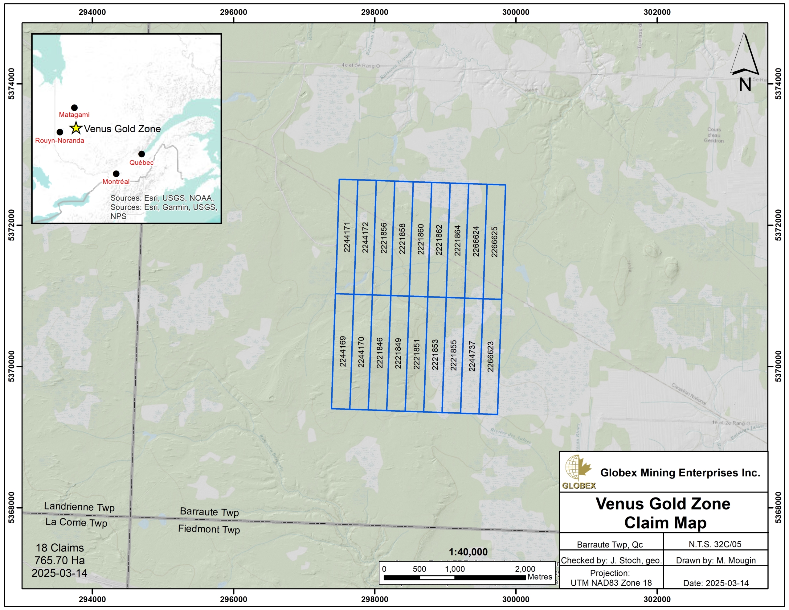 Venus Gold Zone Claim Map 2025-03-14