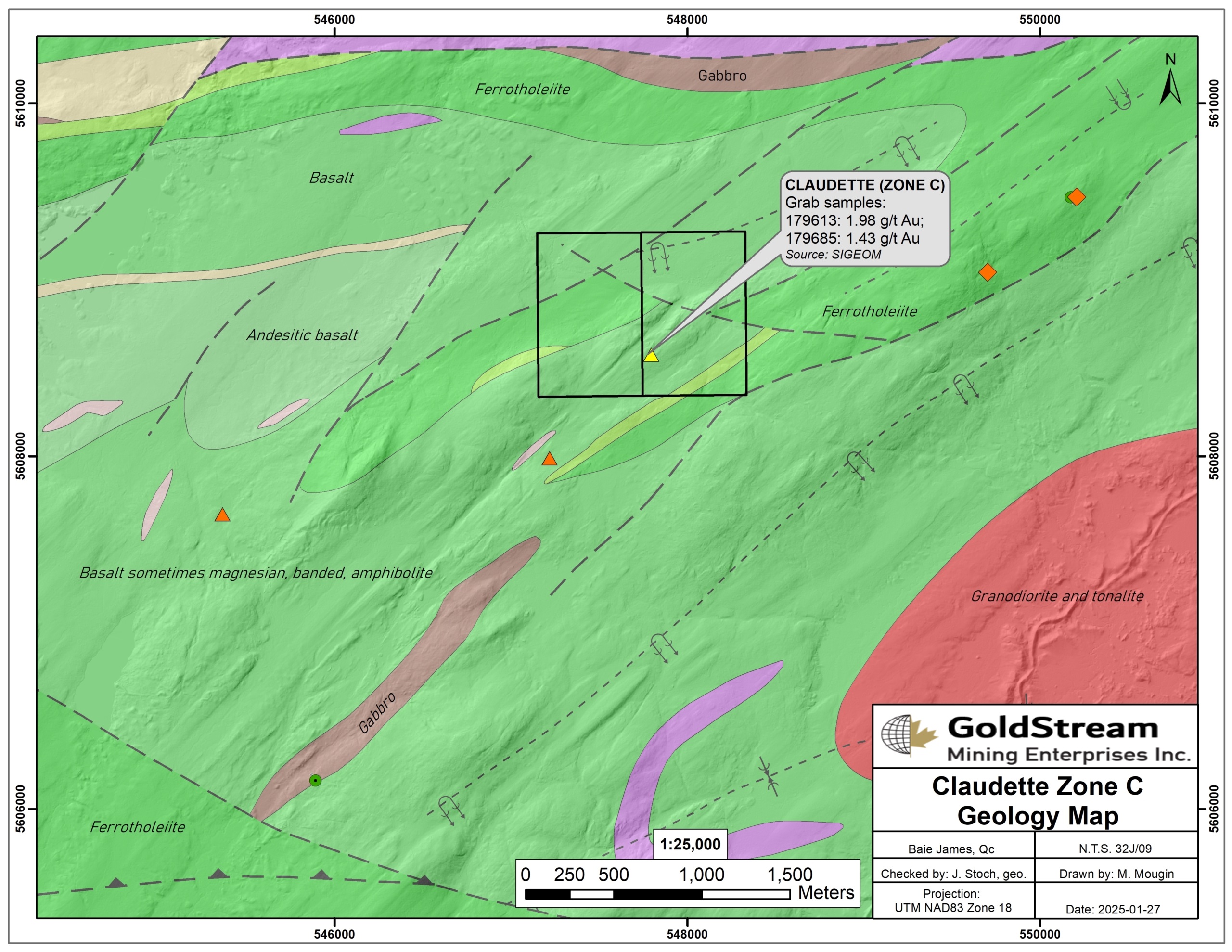 Claudette Zone C Geology Map 2025-01-27